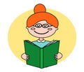 Pretty woman is reading a book. Cartoon. Vector.